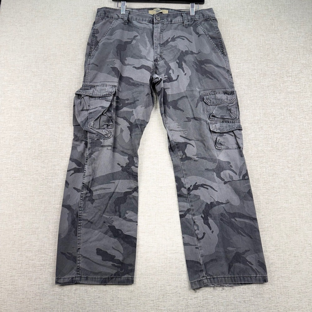 Wrangler Jeans Co Mens Gray Camo Cargo Pants 36x30 Straight Leg Cotton 70BRWGL
